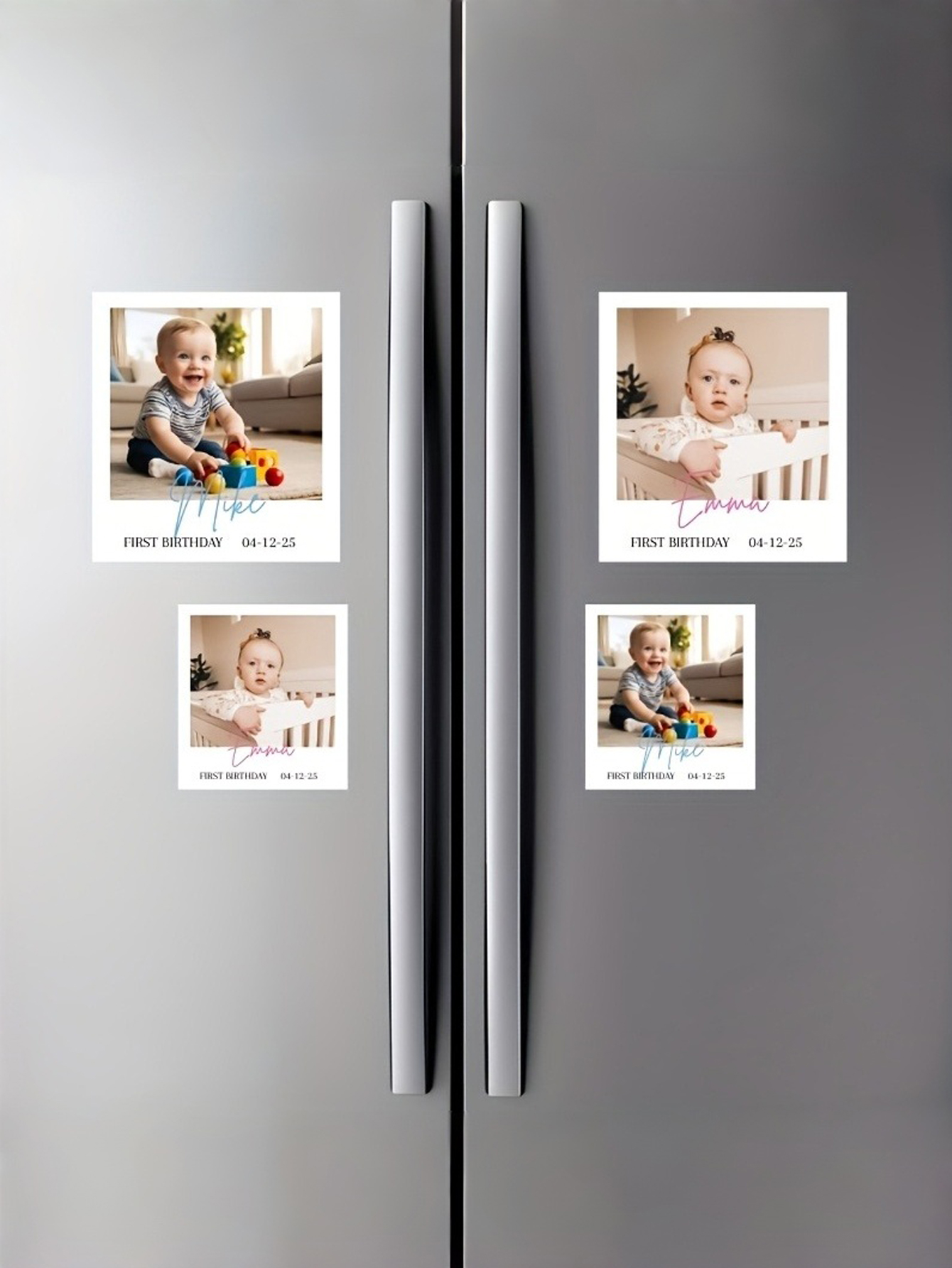 Custom Photo Fridge Magnets: Personalized First Birthday Party Gifts Photo Date Text Magnets